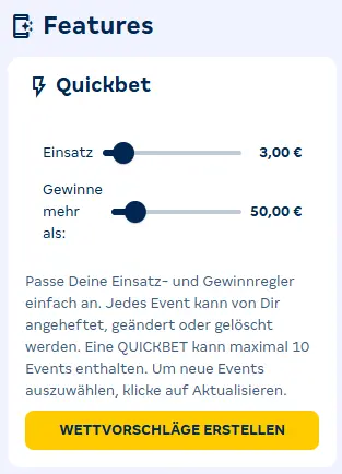 Quickbets Feature bei Merkur Bets